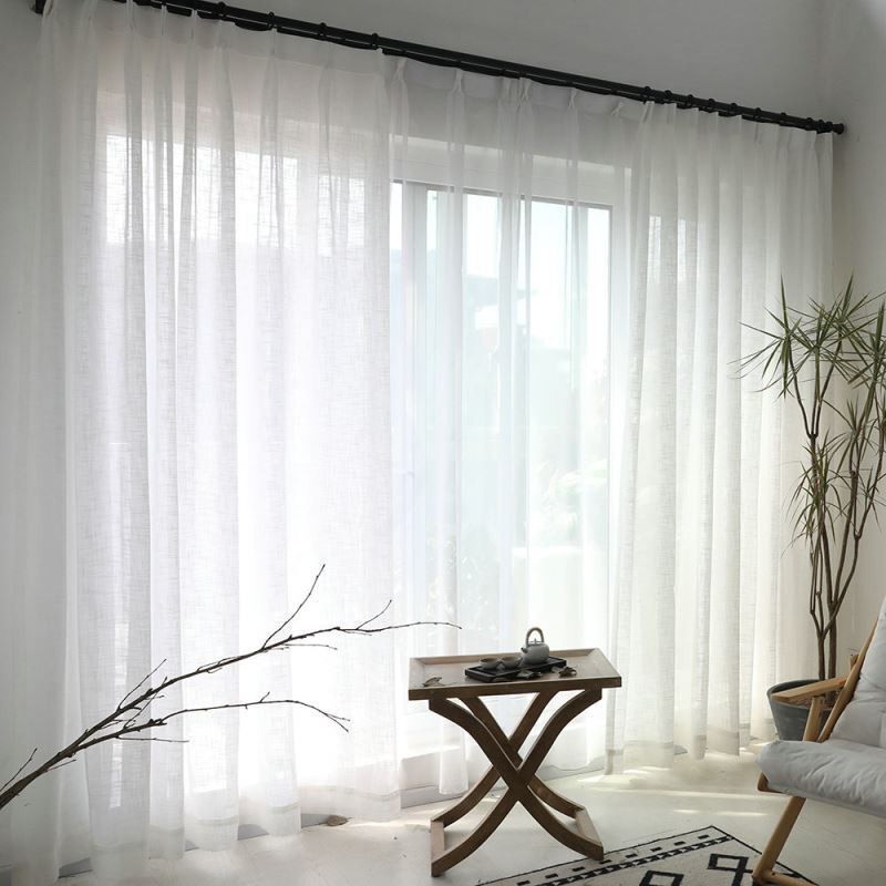 Hvidt, Transparent Gardin, Skræddersyet Gardin, Ensfarvet, Alle Matchende, Voile, Stue, Soveværelse