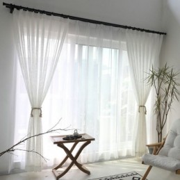 Hvidt, Transparent Gardin, Skræddersyet Gardin, Ensfarvet, Alle Matchende, Voile, Stue, Soveværelse