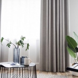 Ensfarvet Grå Mørklægningsgardin Skræddersyet Gardin Moderne Enkel Stue Soveværelse Stof