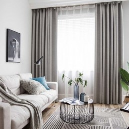 Ensfarvet Grå Mørklægningsgardin Skræddersyet Gardin Moderne Enkel Stue Soveværelse Stof