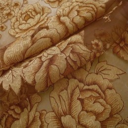 Retro Transparent Gardin Til Mål Jacquard Stue Brun