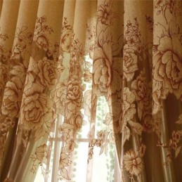 Retro Transparent Gardin Til Mål Jacquard Stue Brun