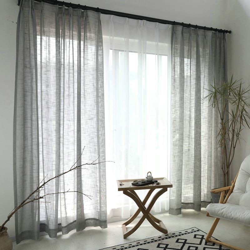 Gråt Transparent Gardin, Skræddersyet Gardin, Åndbart, Ensfarvet Voile, Stue, Soveværelse