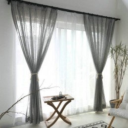 Gråt Transparent Gardin, Skræddersyet Gardin, Åndbart, Ensfarvet Voile, Stue, Soveværelse