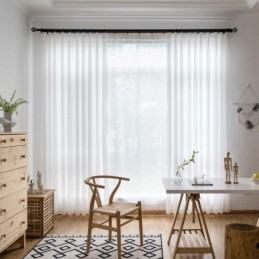 Hvidt Chiffon Gennemsigtigt Gardin, Skræddersyet Gardin, Moderne, Åndbart, Stue, Soveværelse, Børneværelsesstof