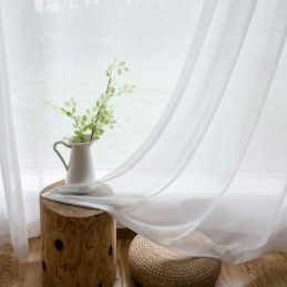 Hvidt Chiffon Gennemsigtigt Gardin, Skræddersyet Gardin, Moderne, Åndbart, Stue, Soveværelse, Børneværelsesstof