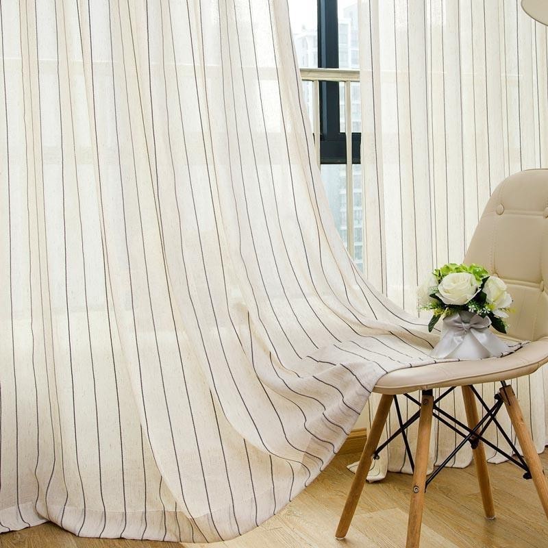 Nordisk Enkelt, Transparent Gardin, Skræddersyet Gardin, Striber, Jacquard, Miljøbeskyttende, Hørblandet Stof