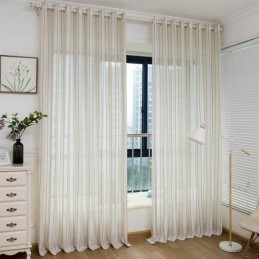 Nordisk Enkelt, Transparent Gardin, Skræddersyet Gardin, Striber, Jacquard, Miljøbeskyttende, Hørblandet Stof