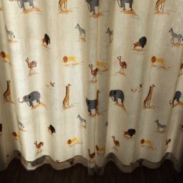 Beige Tegneseriemønster Gardin Skræddersyet Gardin Løve Giraf Elefant Børneværelsesgardiner