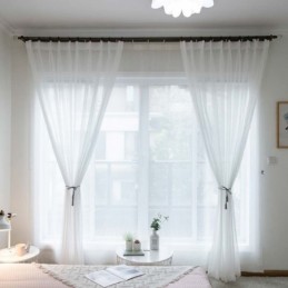 Hvidt, Åndbart, Transparent Gardin, Skræddersyet, Moderne, Enkelt, Stue, Soveværelse, Arbejdsværelse, Stof
