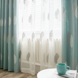 Nordisk Gardin Skræddersyet Gardin Bomuld Hør Minimalistisk Bladbroderi