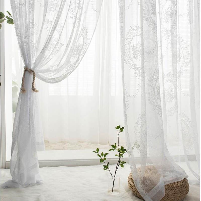 Europæisk Stil, Transparent Gardin, Skræddersyet Gardinpanel, Blonderosa Og Spejlgardin, Voile, Balkon, Karnap, Et