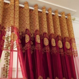 Minimalistisk Klassisk Voile Gardin Skræddersyet Til Europæisk Jacquard Stuevindue