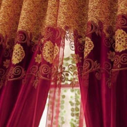 Minimalistisk Klassisk Voile Gardin Skræddersyet Til Europæisk Jacquard Stuevindue