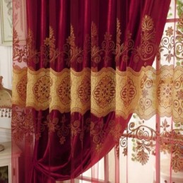 Minimalistisk Klassisk Voile Gardin Skræddersyet Til Europæisk Jacquard Stuevindue