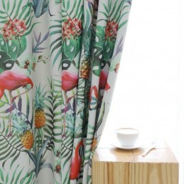 Mørklæggende Gardin Med Flamingomotiv, Specialfremstillet Gardin, Dyretema Med Junglemotiv