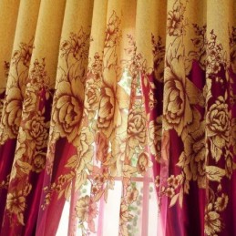 Luksuriøst Transparent Gardin, Skræddersyet Til Jacquard, Gul Pæon, Stue, Soveværelse, Vinduesbehandling