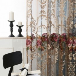 Nordisk Transparent Gardin Skræddersyet Gardin Luksuriøst Åndbart Broderi Til Stue