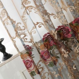 Nordisk Transparent Gardin Skræddersyet Gardin Luksuriøst Åndbart Broderi Til Stue