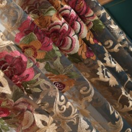Nordisk Transparent Gardin Skræddersyet Gardin Luksuriøst Åndbart Broderi Til Stue