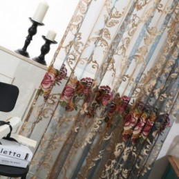 Nordisk Transparent Gardin Skræddersyet Gardin Luksuriøst Åndbart Broderi Til Stue