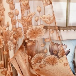 Moderne Minimalistisk Voile Gardin Skræddersyet Til Stue, Brunt Jacquard Gardin, Transparent Til Vindue