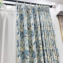 Flannel Mørklægningsgardiner Amerikansk Oliemaleri Blomsterprint