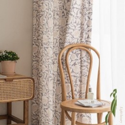 Amerikansk Trykt Gardin, Specialfremstillet, Gardin, Granatæbleblomst, Polyester