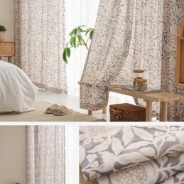 Amerikansk Trykt Gardin, Specialfremstillet, Gardin, Granatæbleblomst, Polyester