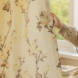 Gardiner Med Amerikansk Blomsterprint Og Mørklægningsgardiner