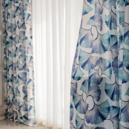 Gardin Efter Mål I Nordisk Stil Med Bladprint