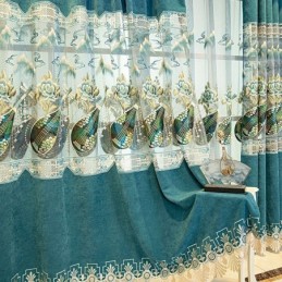 Halvmørklæggende Gardin, Specialfremstillet, Gardin I Kinesisk Stil, Chenille, Pipa-Broderi, Til Stue, Soveværelse