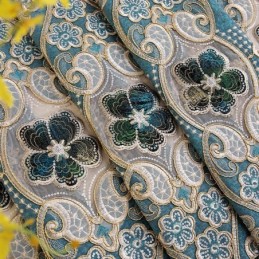 Halvmørklæggende Gardiner Med Europæisk Blomsterbroderi I Chenille Til Stue Og Soveværelse