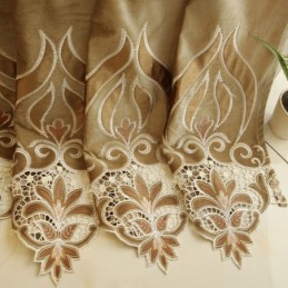 Chenille Broderigardin Skræddersyet Halvmørklæggende Europæisk Blomst Til Stue/Soveværelse