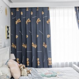 Bomuldsgardin, Målrettet, Gardin Med Bjørneprint, Børnestil