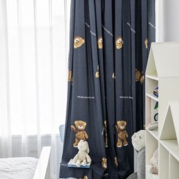 Bomuldsgardin, Målrettet, Gardin Med Bjørneprint, Børnestil