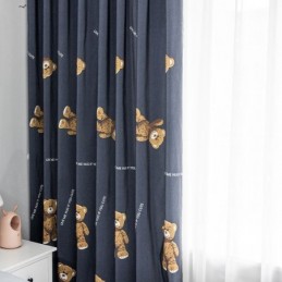 Bomuldsgardin, Målrettet, Gardin Med Bjørneprint, Børnestil