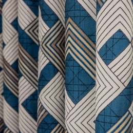 Chenillegardiner Geometrisk Trykt Nordisk Stil Mørklæggende