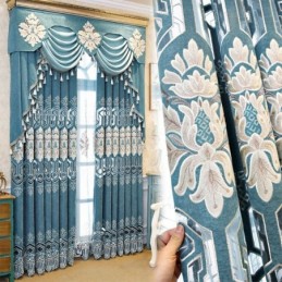 Chenille Semi-Mørklæggende Gardin Specialfremstillet Gardin Europæisk Blomsterbroderi Til Stue Soveværelse