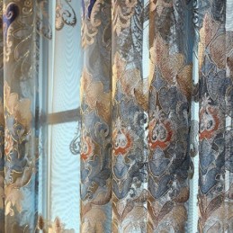 Chenille Semi-Mørklæggende Gardin Specialfremstillet Gardin Europæisk Blomsterbroderi Stue Soveværelse