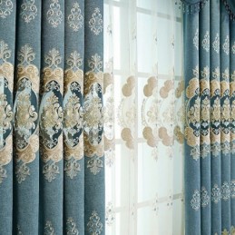 Chenille Semi-Mørklæggende Gardin Specialfremstillet Gardin Europæisk Blomsterbroderi Til Stue Soveværelse