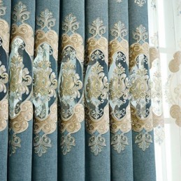 Chenille Semi-Mørklæggende Gardin Specialfremstillet Gardin Europæisk Blomsterbroderi Til Stue Soveværelse
