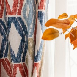Chenillegardin, Specialfremstillet, Mørklægningsgardin I Rhombetrykt Nordisk Stil