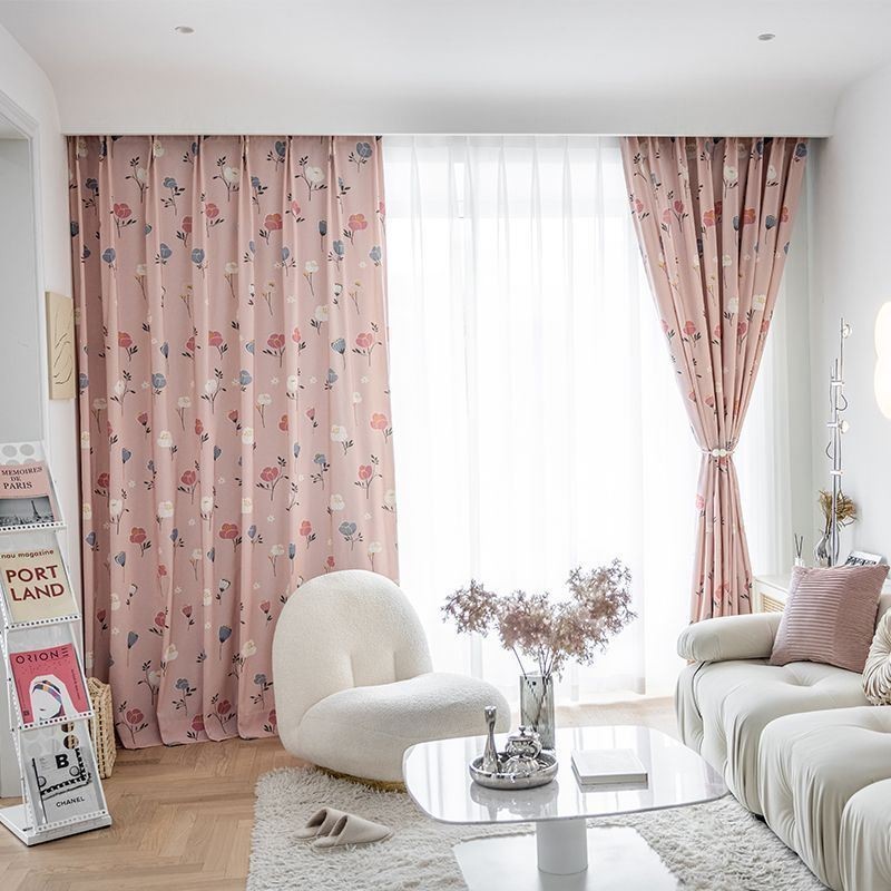 Bomuldsgardin Efter Mål Gardin Med Blomsterprint I Nordisk Stil