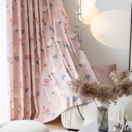 Bomuldsgardin Efter Mål Gardin Med Blomsterprint I Nordisk Stil