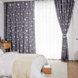 Bomuldsgardin Efter Mål Gardin Med Blomsterprint I Nordisk Stil
