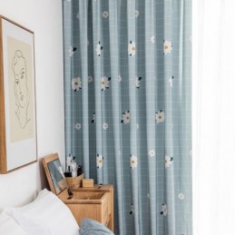 Bomuldsgardin Efter Mål Gardin Med Blomsterprint I Nordisk Stil