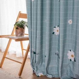 Bomuldsgardin Efter Mål Gardin Med Blomsterprint I Nordisk Stil