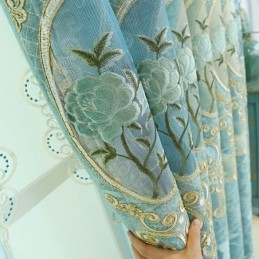 Europæisk Halvmørklæggende Gardin Skræddersyet Gardin Blomsterbroderi Chenille Til Stue/Soveværelse
