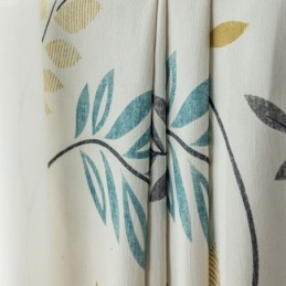Bomuldsgardin Efter Mål Gardin I Nordisk Stil Med Bladprint